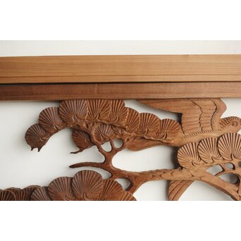 井波系か 鷹松木彫欄間 2枚1組　R0239 