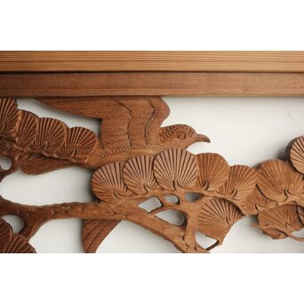 井波系か 鷹松木彫欄間 2枚1組　R0239 