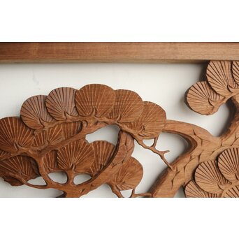 井波系か 鷹松木彫欄間 2枚1組　R0239 