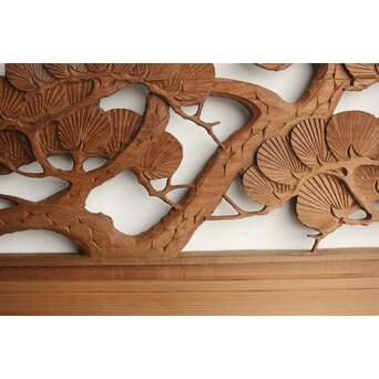 井波系か 鷹松木彫欄間 2枚1組　R0239 