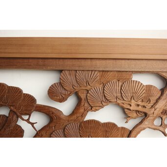 井波系か 鷹松木彫欄間 2枚1組　R0239 