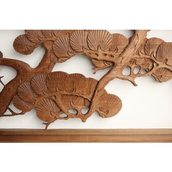 井波系か 鷹松木彫欄間 2枚1組　R0239 