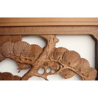 井波系か 鷹松木彫欄間 2枚1組　R0239 