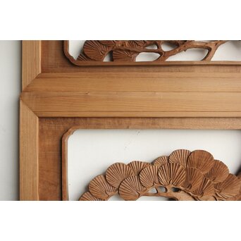 井波系か 鷹松木彫欄間 2枚1組　R0239 