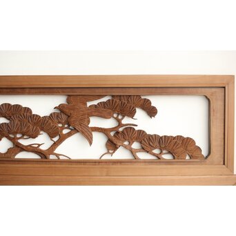 井波系か 鷹松木彫欄間 2枚1組　R0239 