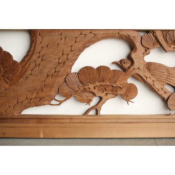 井波系か 鷹松木彫欄間 2枚1組　R0239 