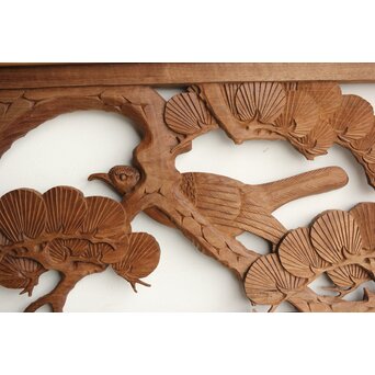 井波系か 鷹松木彫欄間 2枚1組　R0239 