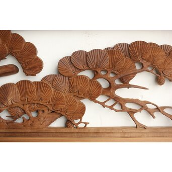 井波系か 鷹松木彫欄間 2枚1組　R0239 