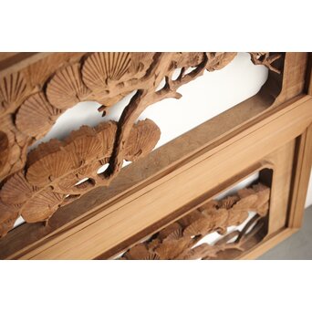 井波系か 鷹松木彫欄間 2枚1組　R0239 