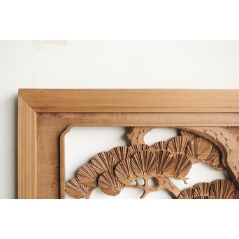 井波系か 鷹松木彫欄間 2枚1組　R0239 