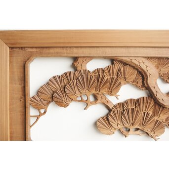 井波系か 鷹松木彫欄間 2枚1組　R0239 