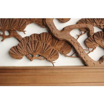 井波系か 鷹松木彫欄間 2枚1組　R0239 