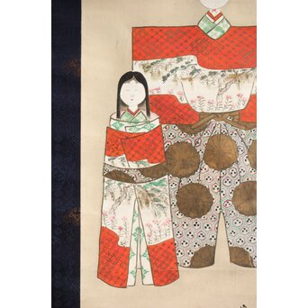 倣 菁々 鈴木其一 立雛図 紙本掛軸　Z314 