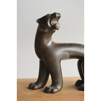 山本自爐 鋳造作品 ブロンズ【虎】共箱　M331 
