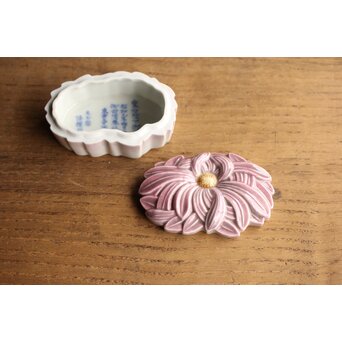 加藤友太郎設立 友玉園 陶寿/悟韻造 皇后陛下御下賜品 菊御香合 ボンボニエール　P354 