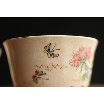 在銘 明治薩摩 煎茶碗五客揃 上仕立箱　P355 