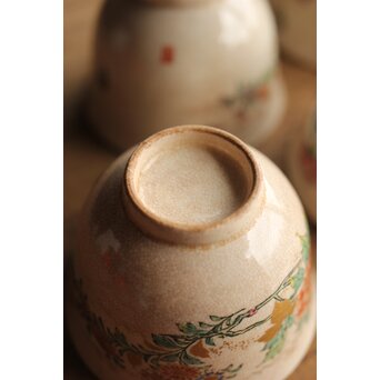 在銘 明治薩摩 煎茶碗五客揃 上仕立箱　P355 