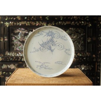 古伊万里 白磁染付 雲龍図皿　P356