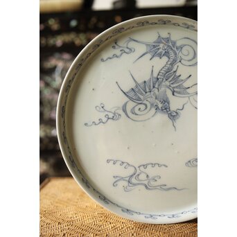 古伊万里 白磁染付 雲龍図皿　P356 