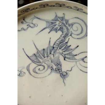 古伊万里 白磁染付 雲龍図皿　P356 