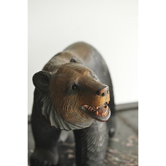 茂木多喜治/北雪 夫婦熊 八雲木彫　X371 