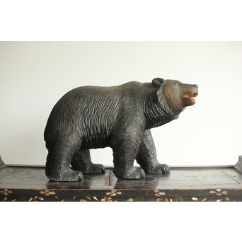 茂木多喜治/北雪 夫婦熊 八雲木彫　X371 