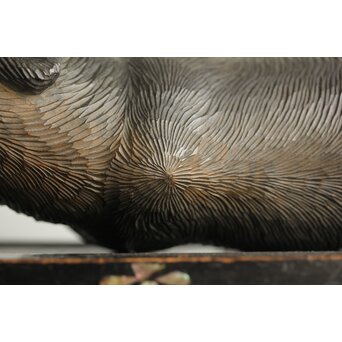 茂木多喜治/北雪 夫婦熊 八雲木彫　X371 