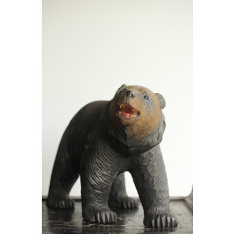 茂木多喜治/北雪 夫婦熊 八雲木彫　X371 