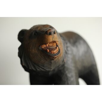 茂木多喜治/北雪 夫婦熊 八雲木彫　X371 