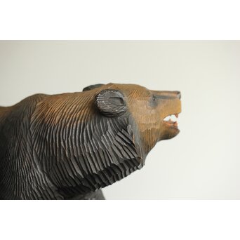 茂木多喜治/北雪 夫婦熊 八雲木彫　X371 