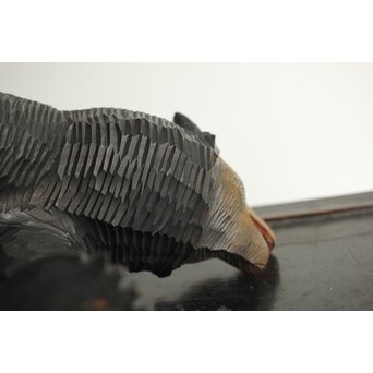 茂木多喜治/北雪 夫婦熊 八雲木彫　X371 