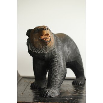 茂木多喜治/北雪 夫婦熊 八雲木彫　X371 