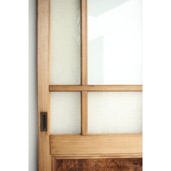 欅玉杢腰板のダイア黄色ガラスの建具 2枚1組　GD0133YD 