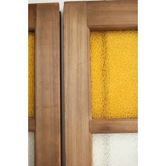 欅玉杢腰板のダイア黄色ガラスの建具 2枚1組　GD0133YD 