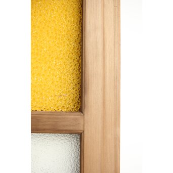 欅玉杢腰板のダイア黄色ガラスの建具 2枚1組　GD0133YD 