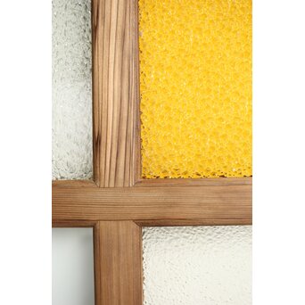 欅玉杢腰板のダイア黄色ガラスの建具 2枚1組　GD0133YD 