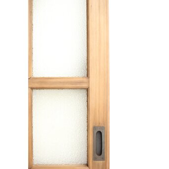 欅玉杢腰板のダイア黄色ガラスの建具 2枚1組　GD0133YD 