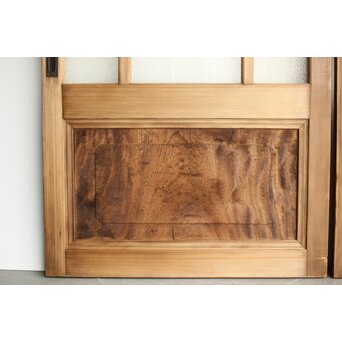 欅玉杢腰板のダイア黄色ガラスの建具 2枚1組　GD0133YD 