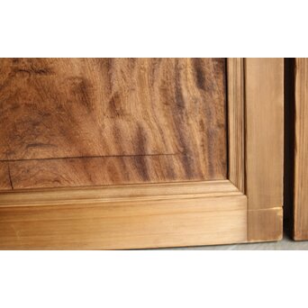 欅玉杢腰板のダイア黄色ガラスの建具 2枚1組　GD0133YD 