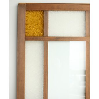 欅玉杢腰板のダイア黄色ガラスの建具 2枚1組　GD0133YD 