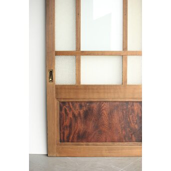 欅玉杢腰板のダイア黄色ガラスの建具 2枚1組　GD0133YD 