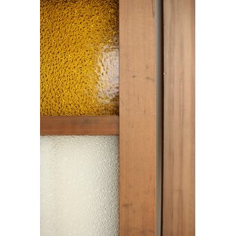 欅玉杢腰板のダイア黄色ガラスの建具 2枚1組　GD0133YD 