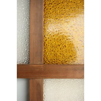 欅玉杢腰板のダイア黄色ガラスの建具 2枚1組　GD0133YD 