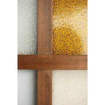 欅玉杢腰板のダイア黄色ガラスの建具 2枚1組　GD0133YD 