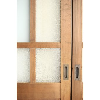 欅玉杢腰板のダイア黄色ガラスの建具 2枚1組　GD0133YD 