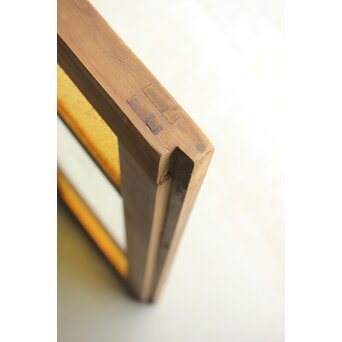 欅玉杢腰板のダイア黄色ガラスの建具 2枚1組　GD0133YD 