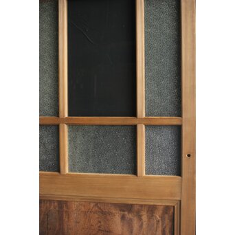 欅玉杢腰板のダイア黄色ガラスの建具 2枚1組　GD0133YD 