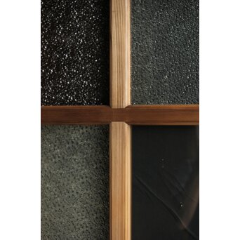 欅玉杢腰板のダイア黄色ガラスの建具 2枚1組　GD0133YD 