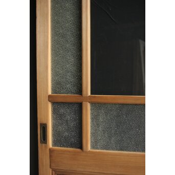 欅玉杢腰板のダイア黄色ガラスの建具 2枚1組　GD0133YD 