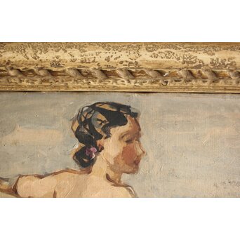 鈴木千久馬 裸婦 油彩額装　Z317 